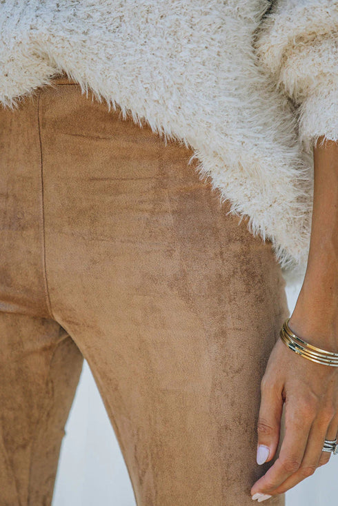 High Waist Faux Suede Skinny Leggings